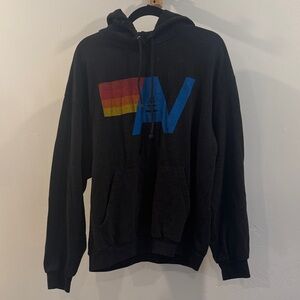 Aviator Nation charcoal grey hoodie with Multicolor AV Nation Graphic
